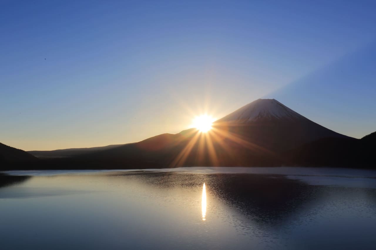 山の後ろからみえる日の出